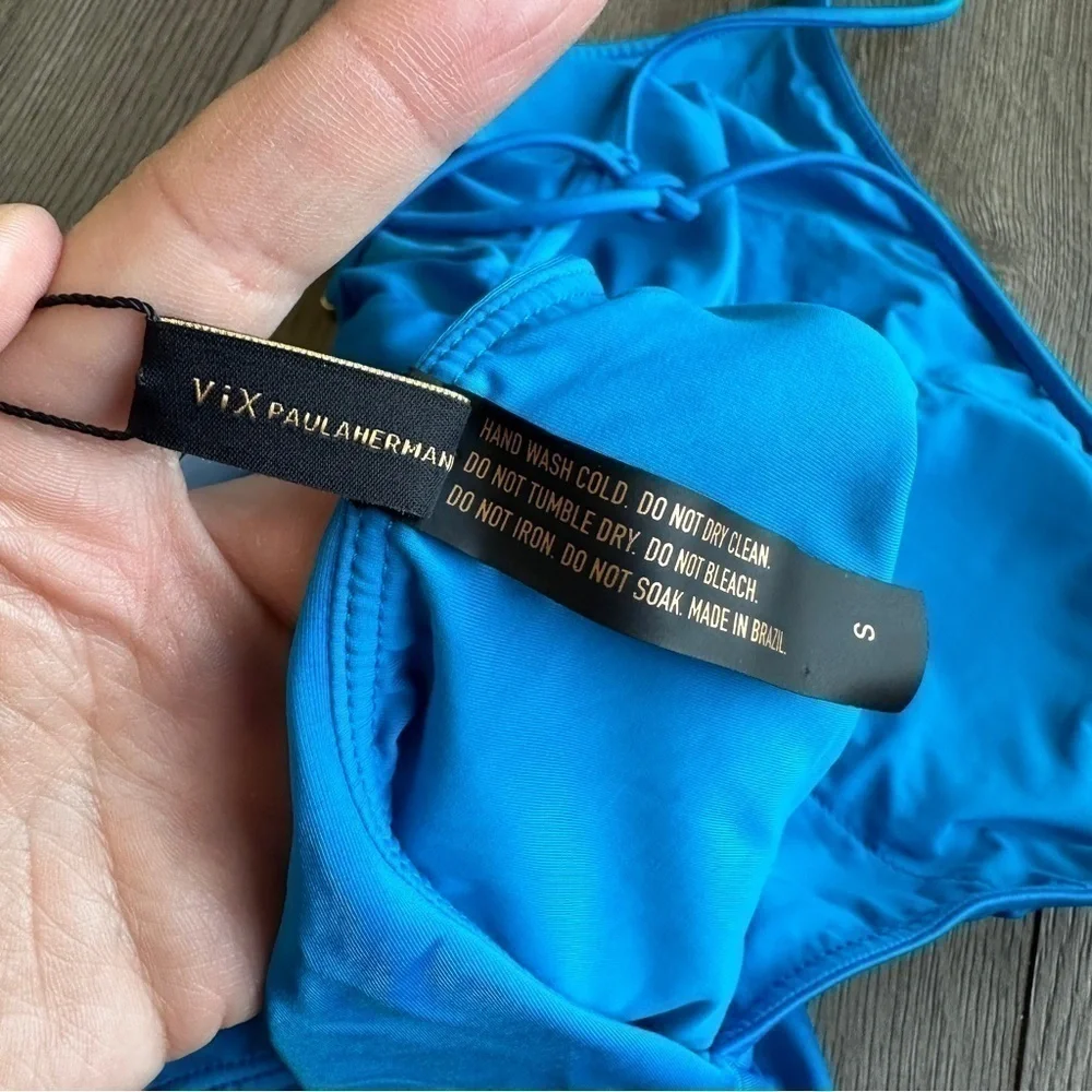 New! ViX Paula Hermanny Solid Iris one piece Swimsuit Blue size Small